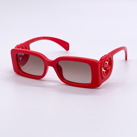 NEW GUCCI UNISEX RED SQUARE SUNGLASSES - Picture 4 of 8